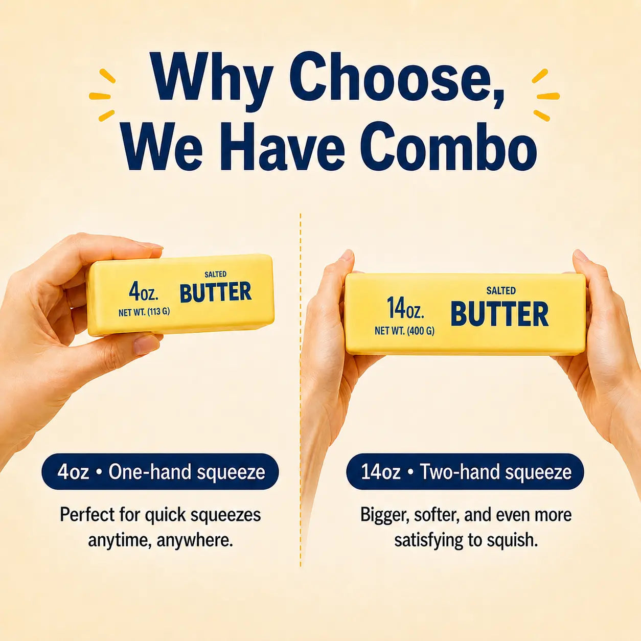 😌 Soft Butter Squishy Toy – Squeeze Away Stress, Fun Gift for All Ages 🧈