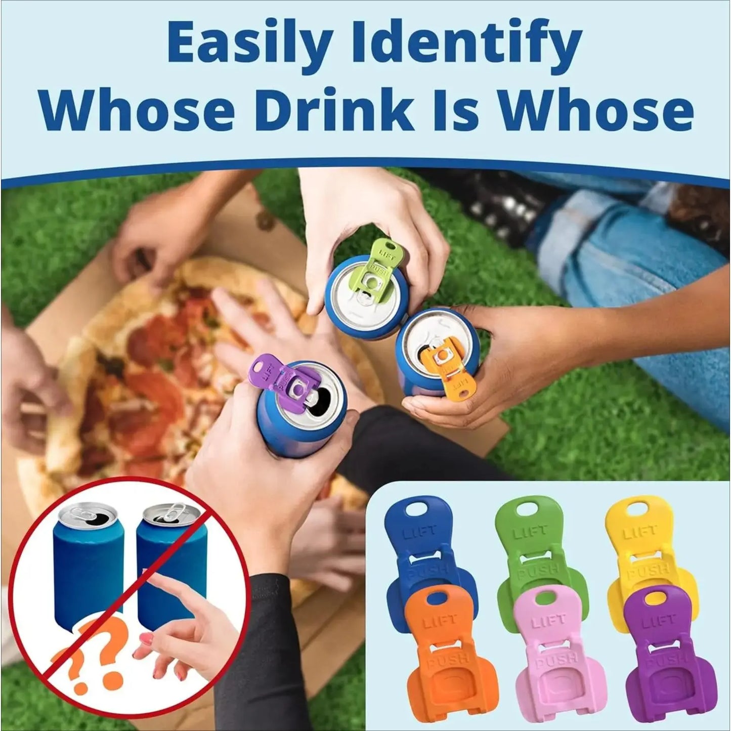 🥤  6-Pack Anti-Contamination Can Covers – Easy Tab Opener & Drink Protector