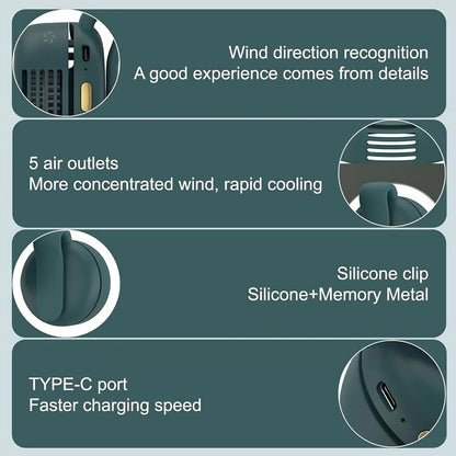 🌞💨 Portable Bladeless Cooling Fan – Hands-Free Waist Fan for Travel, Office & Outdoors ❄️🌬️