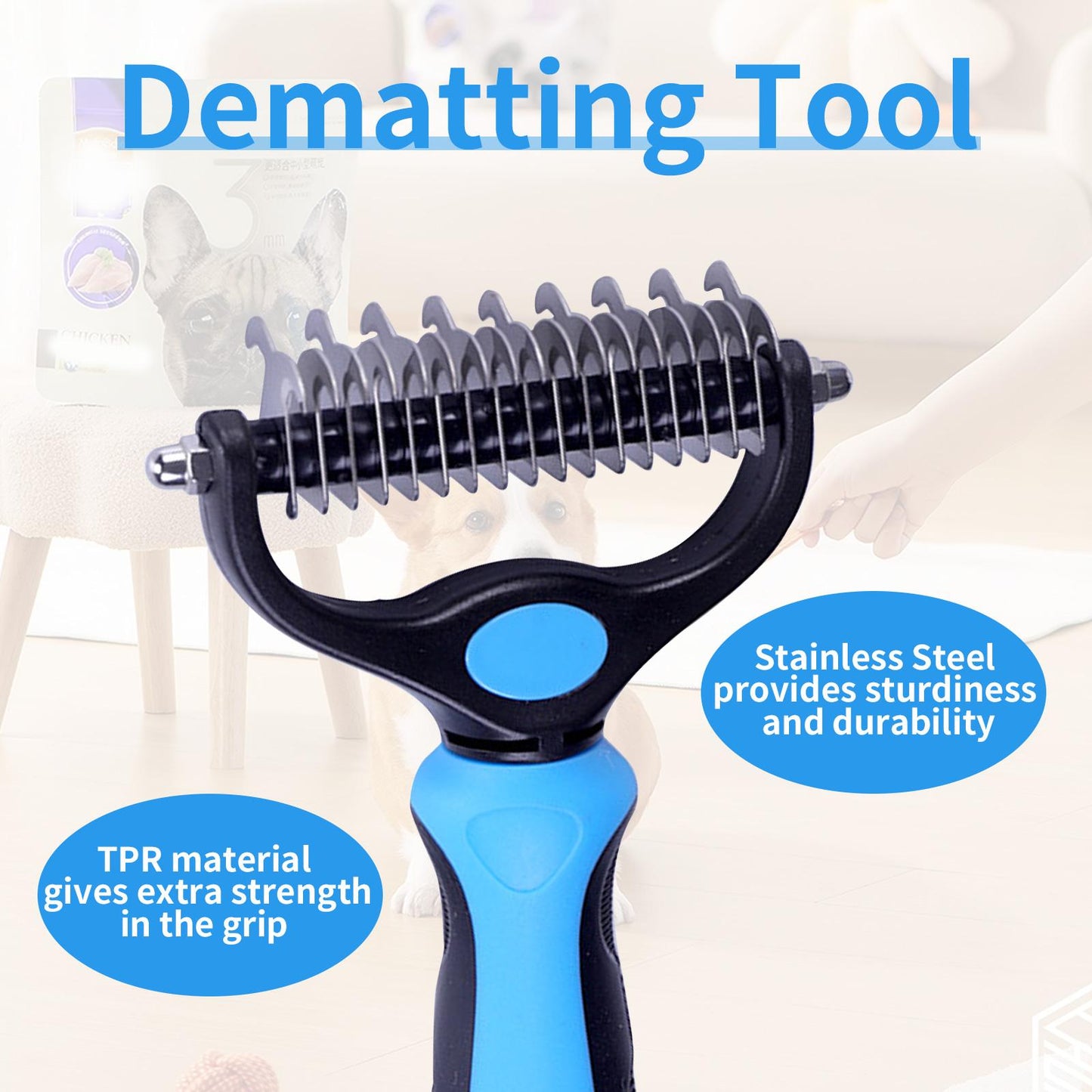 ✨ 2-in-1 Pet Grooming Rake – Detangle & Deshed Easily