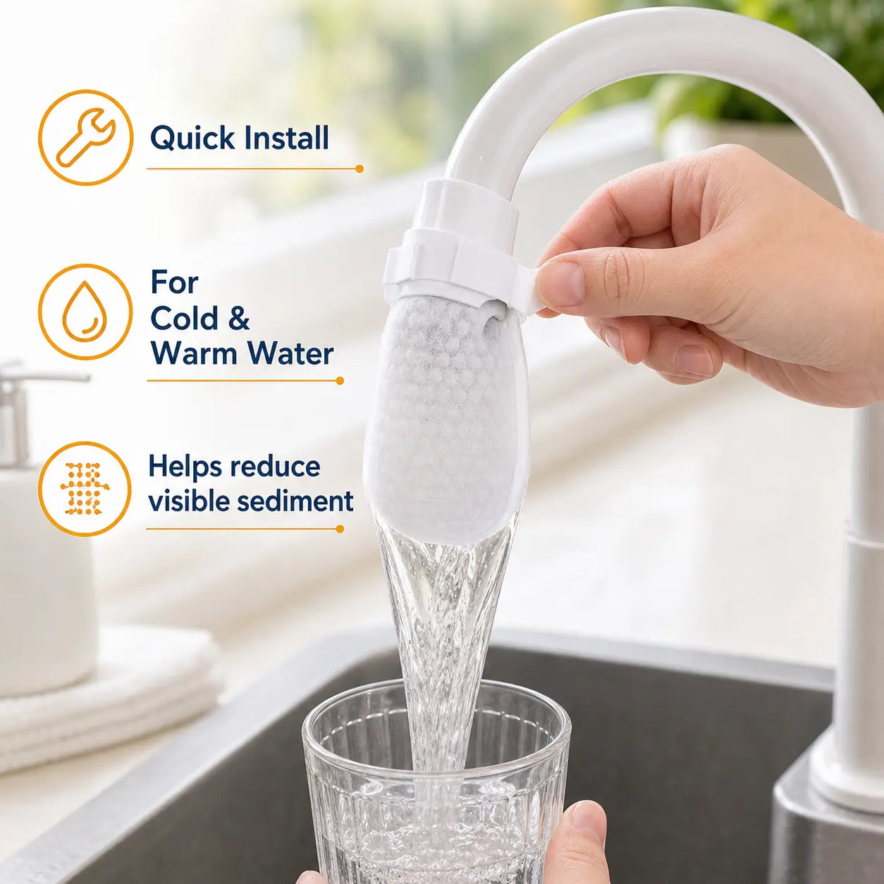 💧 Disposable Cotton Faucet Filter Bags for Cleaner Water✨