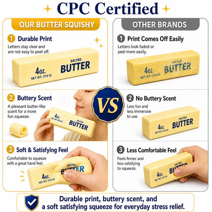 😌 Soft Butter Squishy Toy – Squeeze Away Stress, Fun Gift for All Ages 🧈