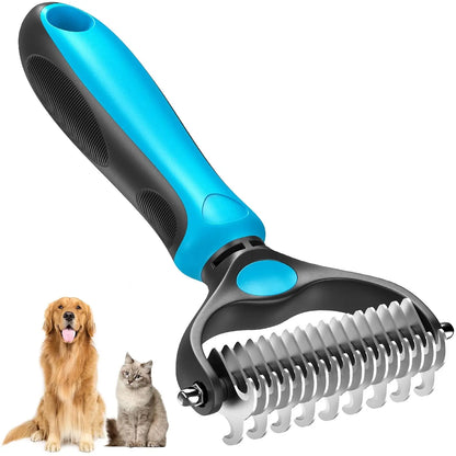 ✨ 2-in-1 Pet Grooming Rake – Detangle & Deshed Easily