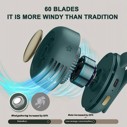 🌞💨 Portable Bladeless Cooling Fan – Hands-Free Waist Fan for Travel, Office & Outdoors ❄️🌬️