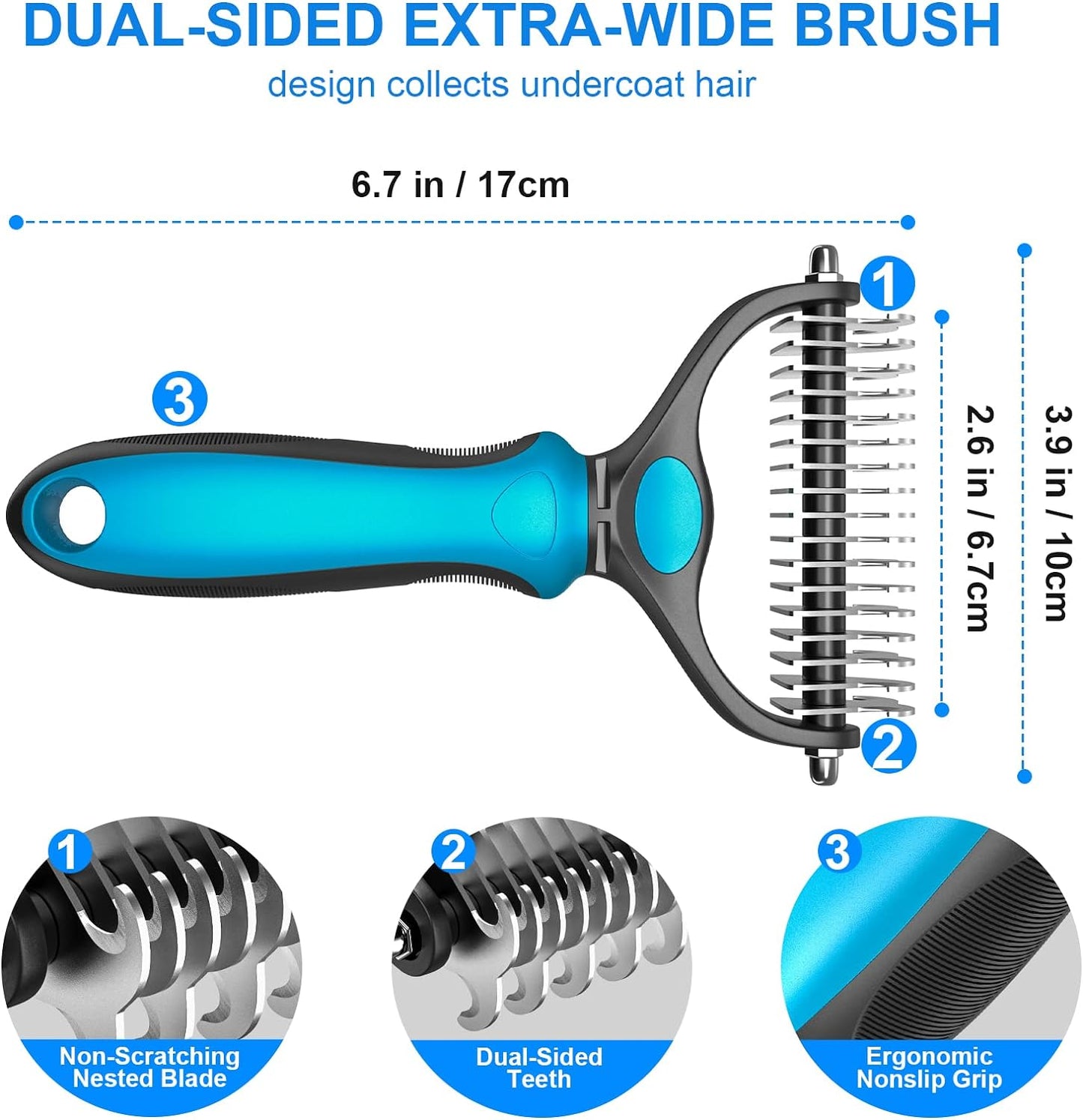 ✨ 2-in-1 Pet Grooming Rake – Detangle & Deshed Easily