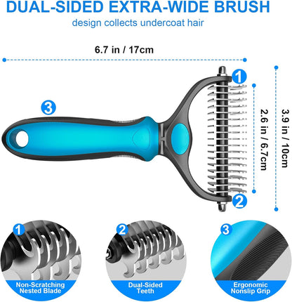✨ 2-in-1 Pet Grooming Rake – Detangle & Deshed Easily