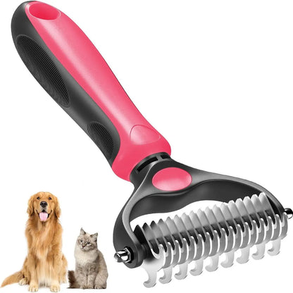 ✨ 2-in-1 Pet Grooming Rake – Detangle & Deshed Easily