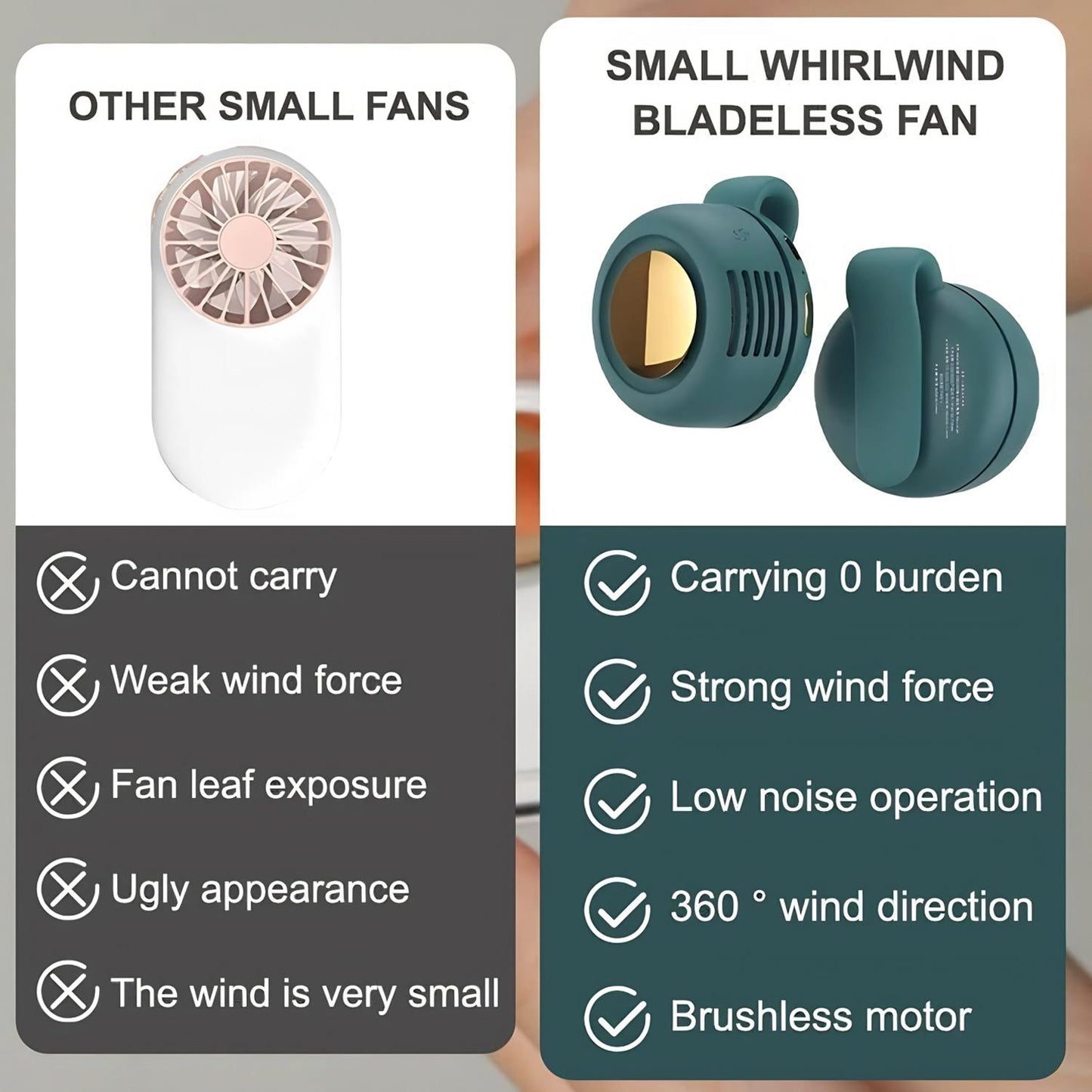 🌞💨 Portable Bladeless Cooling Fan – Hands-Free Waist Fan for Travel, Office & Outdoors ❄️🌬️
