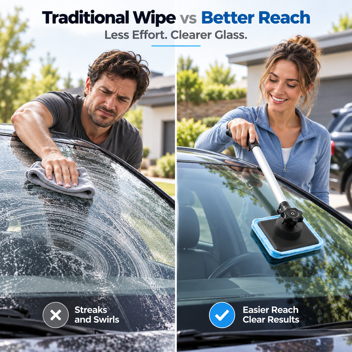 Dual-Side Magnetic Windshield Cleaner — Streak-Free Glass Kit