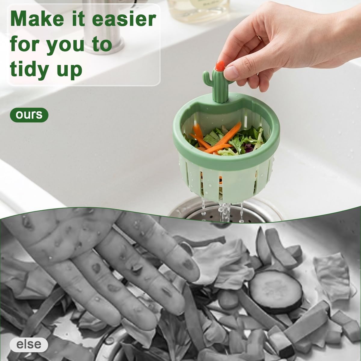 🌵𝑺𝑪𝑵𝑫𝑹®2026 Cactus-Shaped Sink Filter Basket — Hands-Free, Anti-Clogging Drain Filter