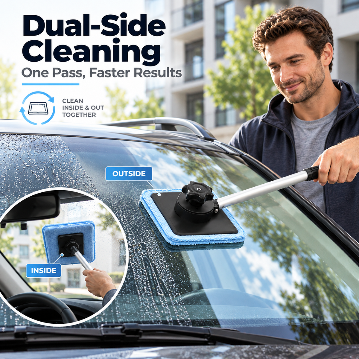 Dual-Side Magnetic Windshield Cleaner — Streak-Free Glass Kit