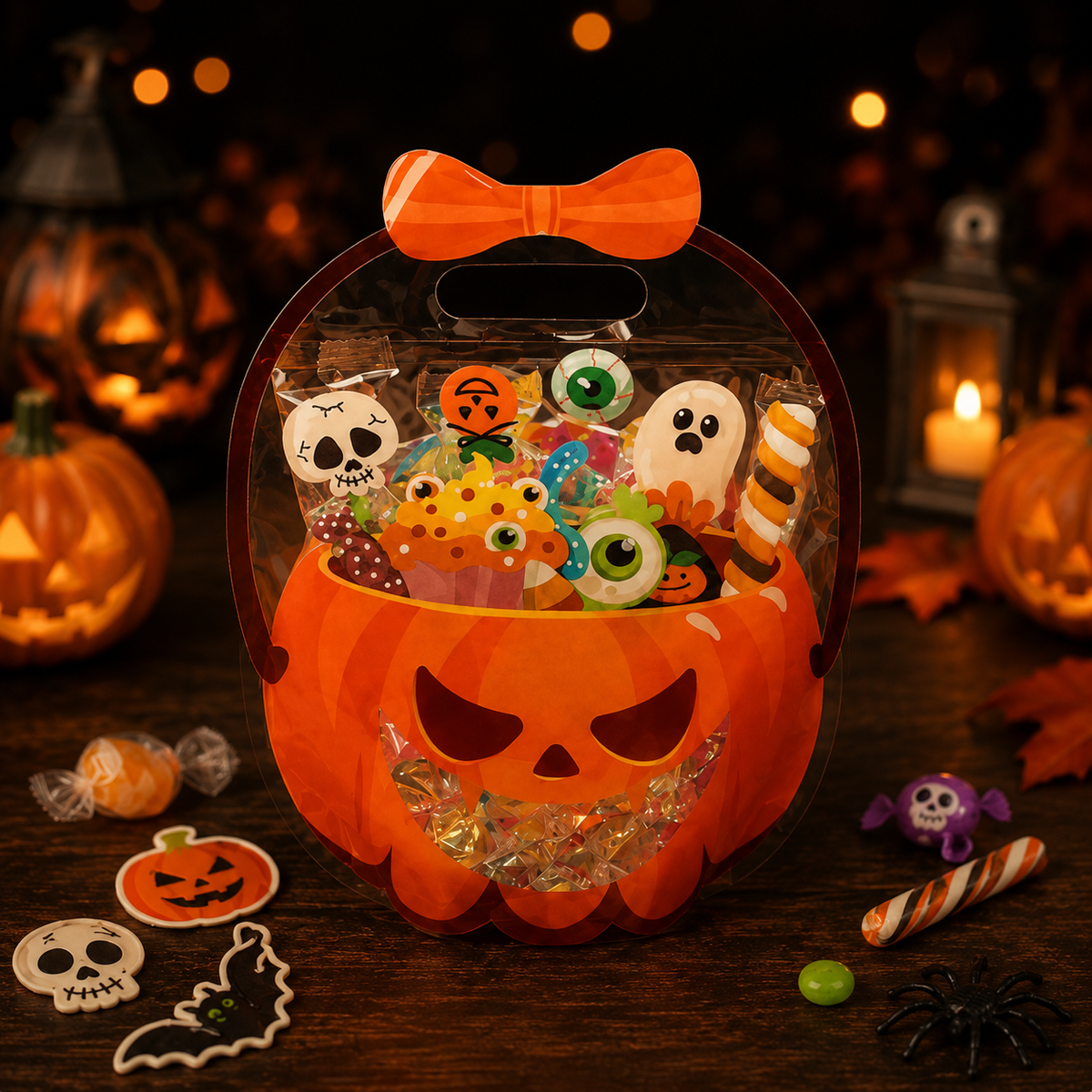 🎃 Halloween Cauldron Treat Bags – Clear Fillable Party Favor Bags