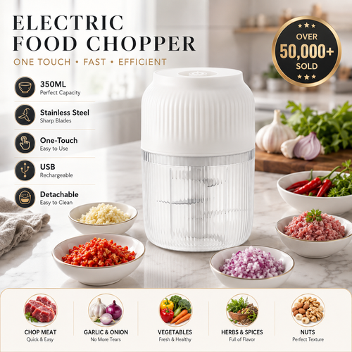 𝑺𝑪𝑵𝑫𝑹® 2026 Electric Garlic & Food Chopper — USB Rechargeable Mini Chopper for Garlic, Onion, Vegetables & Small Boneless Meat