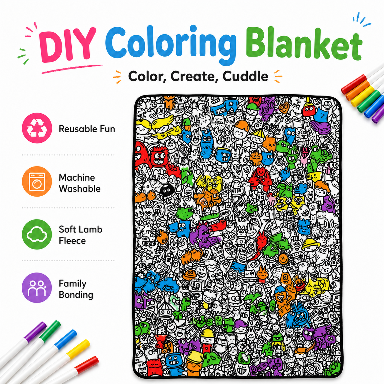 🎨♻️ Reusable DIY Coloring Blanket – Perfect for Kids & Parents! 👨‍👩‍👧‍👦✨