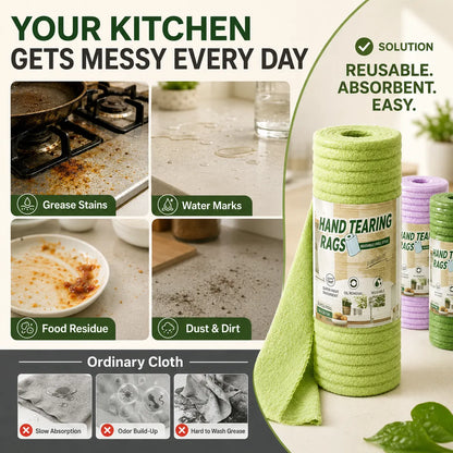 Thick Tear-Off Cleaning Cloth Roll | Reusable Absorbent Kitchen Wipes