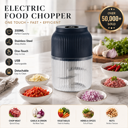 𝑺𝑪𝑵𝑫𝑹® 2026 Electric Garlic & Food Chopper — USB Rechargeable Mini Chopper for Garlic, Onion, Vegetables & Small Boneless Meat