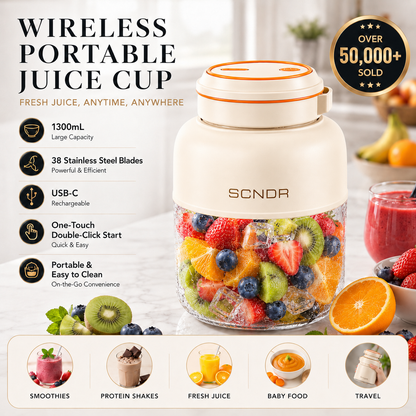 SCNDR® 1300mL Wireless Portable Juice Cup – Rechargeable Smoothie Blender for Fresh Juice, Shakes & Travel