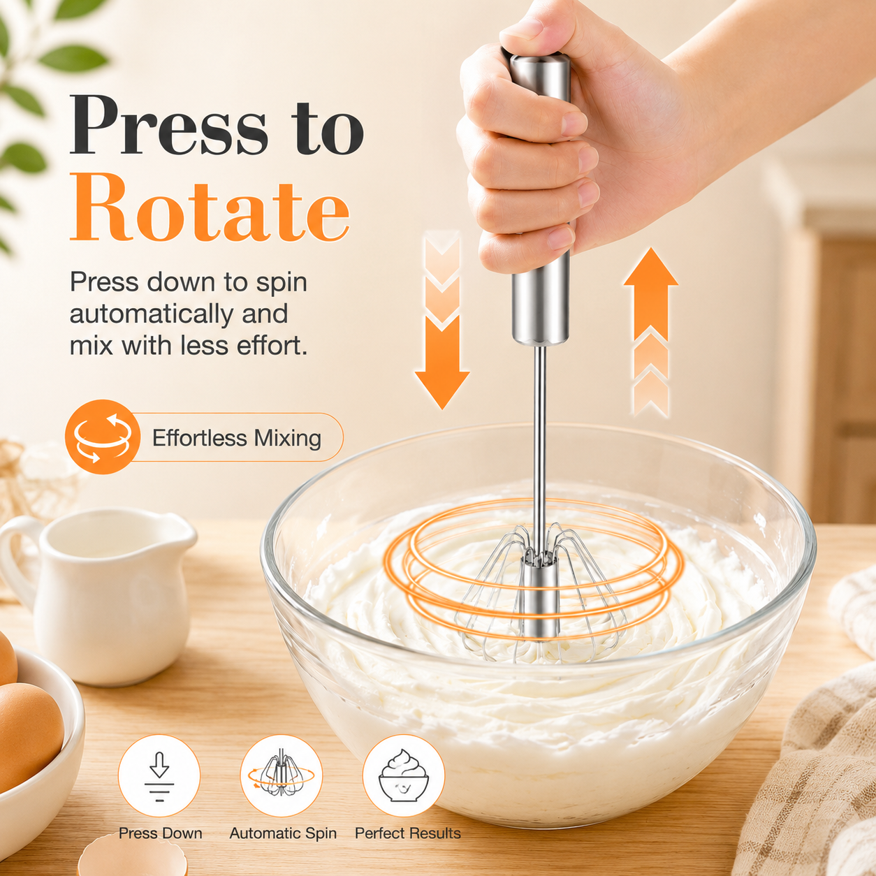 No Plug. No Battery. Just Perfectly Mixed Eggs in Seconds.