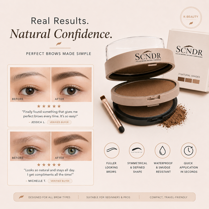 𝑺𝑪𝑵𝑫𝑹® 2026 Brow Stamp Kit with 3 Pairs of Brow Shape Stencils — Waterproof Natural Brows in Seconds
