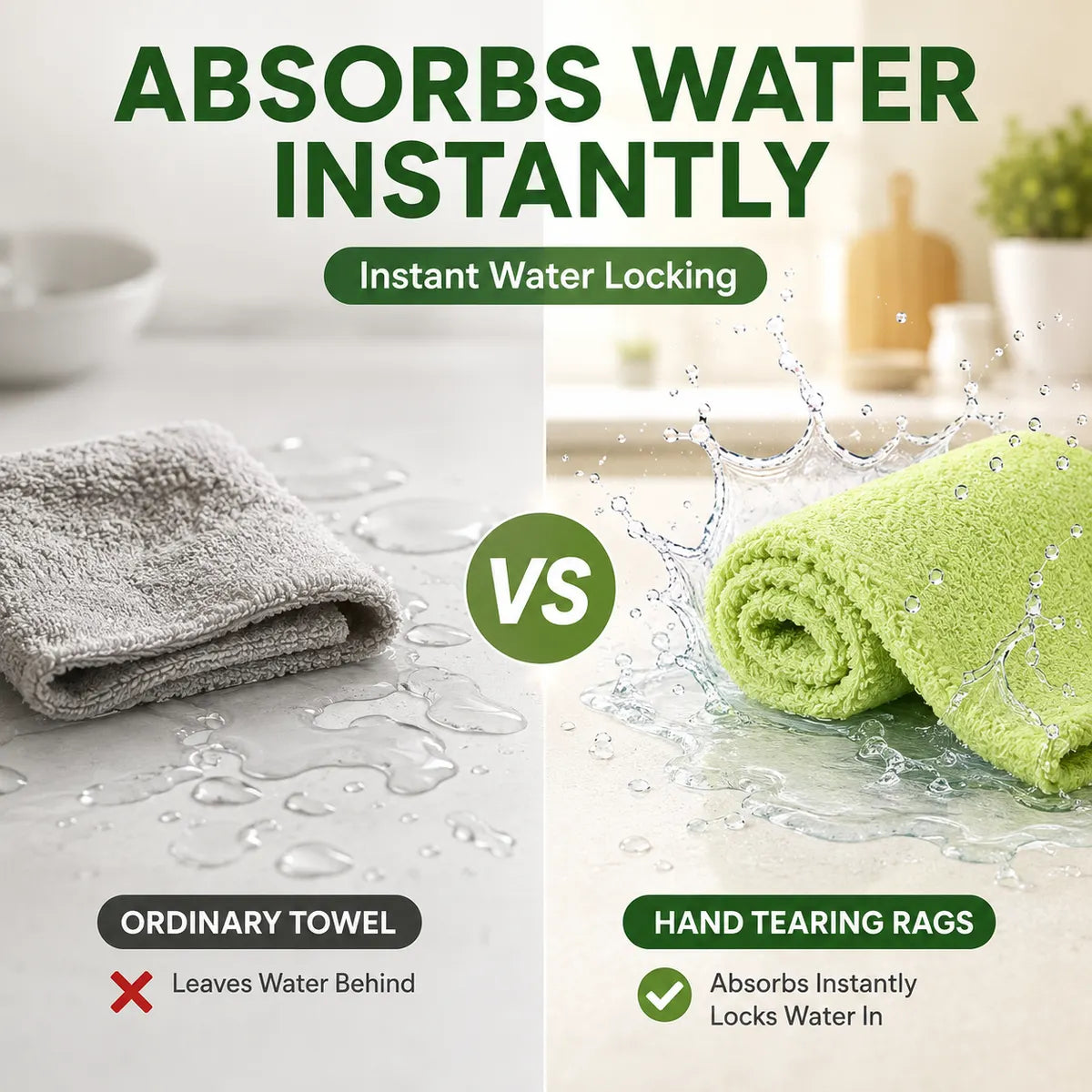 Thick Tear-Off Cleaning Cloth Roll | Reusable Absorbent Kitchen Wipes