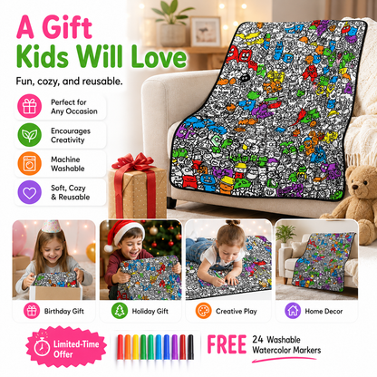 🎨♻️ Reusable DIY Coloring Blanket – Perfect for Kids & Parents! 👨‍👩‍👧‍👦✨
