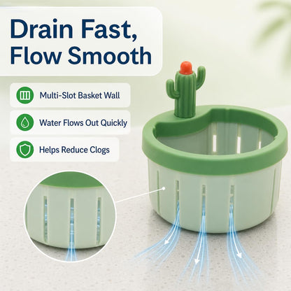 🌵𝑺𝑪𝑵𝑫𝑹®2026 Cactus-Shaped Sink Filter Basket — Hands-Free, Anti-Clogging Drain Filter