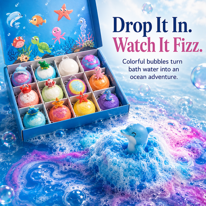 🎁 Receive a $19.99 coupon – 12 Pack Color Fizz Bath Balls with Ocean Toys Inside🐬