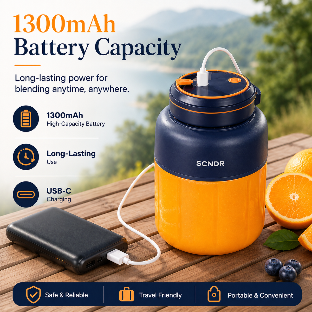 SCNDR® 1300mL Wireless Portable Juice Cup – Rechargeable Smoothie Blender for Fresh Juice, Shakes & Travel