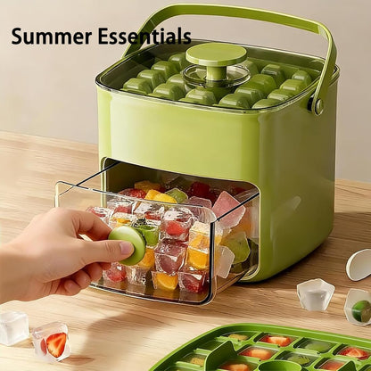 𝑺𝑪𝑵𝑫𝑹®48-Cube Press Release Ice Maker Tray with Lid & Storage Bin