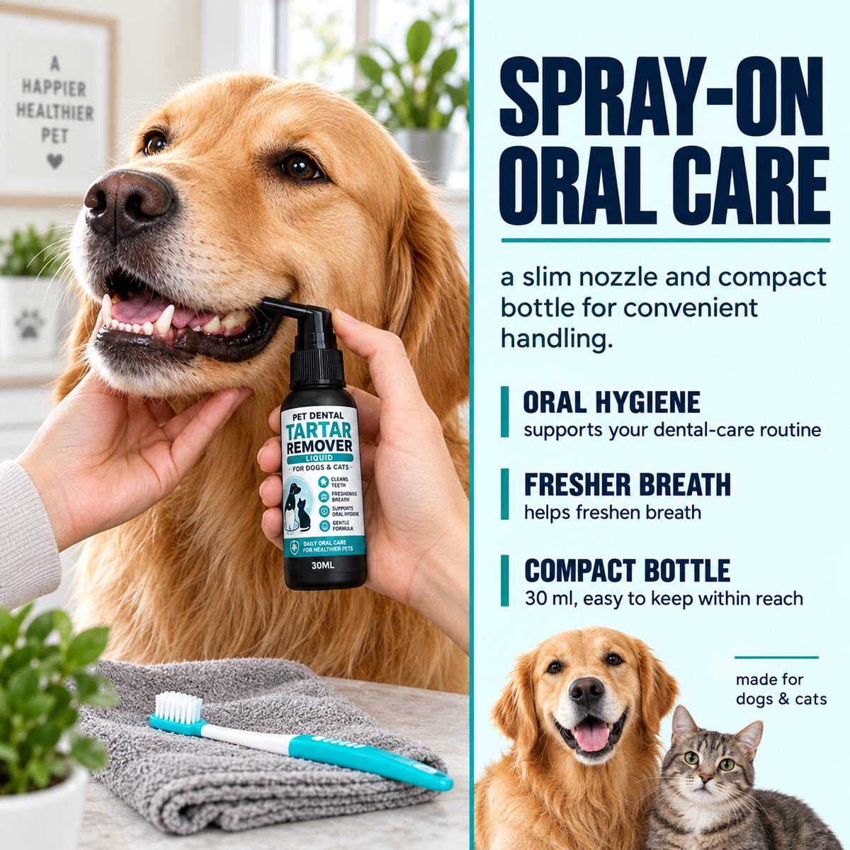 Daily Dental Care Spray for Dogs & Cats | Tartar & Fresh Breath Support