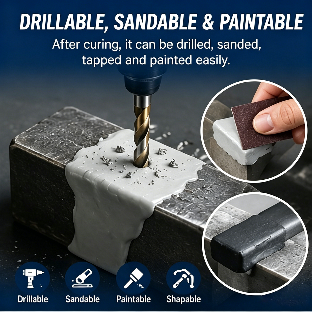 Steel-Reinforced Epoxy Repair Putty Kit – Fill Cracks, Gaps & Broken Surfaces