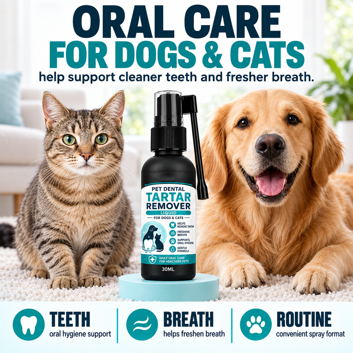 Daily Dental Care Spray for Dogs & Cats | Tartar & Fresh Breath Support