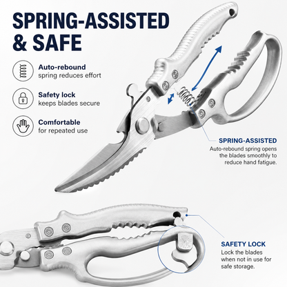 SCNDR®2026 Professional Kitchen Poultry Shears with Safety Lock