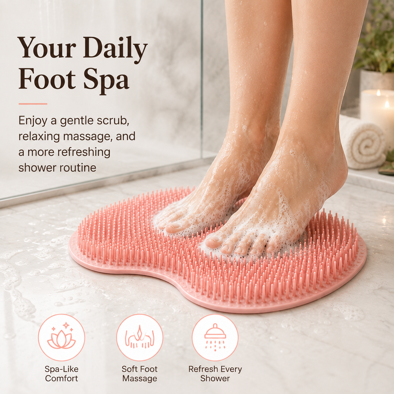 🚿🦶 Foot Spa Scrubber Mat — No More Bending