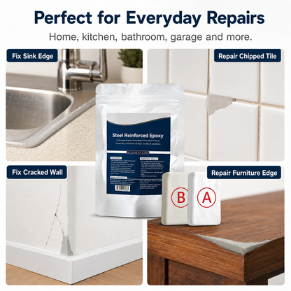 Steel-Reinforced Epoxy Repair Putty Kit – Fill Cracks, Gaps & Broken Surfaces