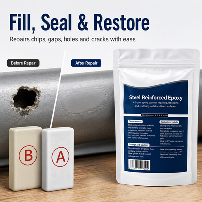 Steel-Reinforced Epoxy Repair Putty Kit – Fill Cracks, Gaps & Broken Surfaces