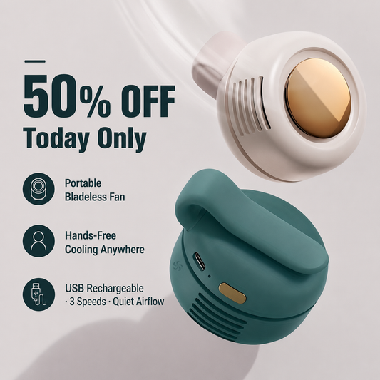 🌞💨 Portable Bladeless Cooling Fan – Hands-Free Waist Fan for Travel, Office & Outdoors ❄️🌬️