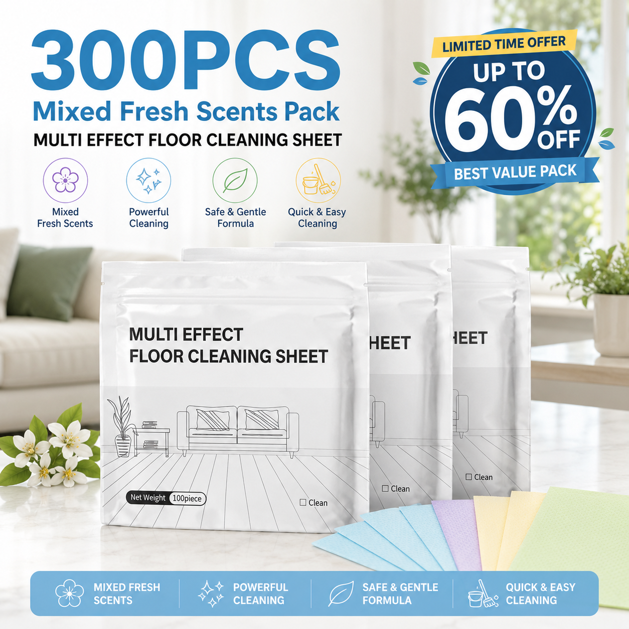 300PCS Mixed Fresh Scents Pack