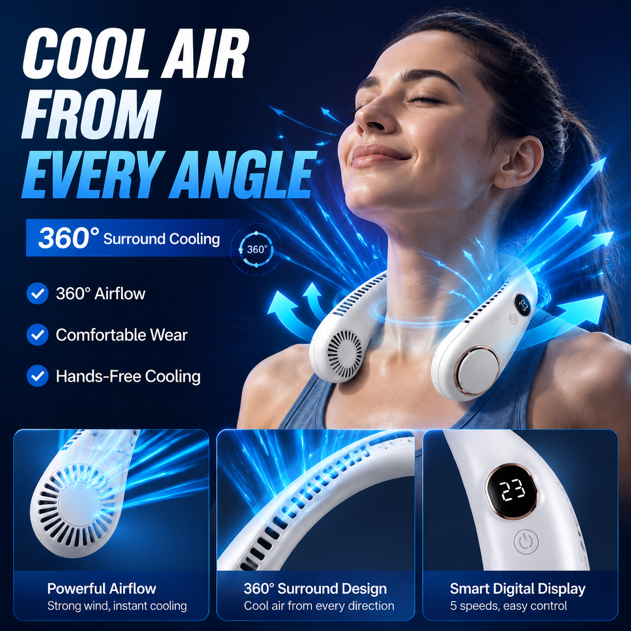 ❄️ Wearable Personal AC – The Hands-Free Cooling Neck Fan