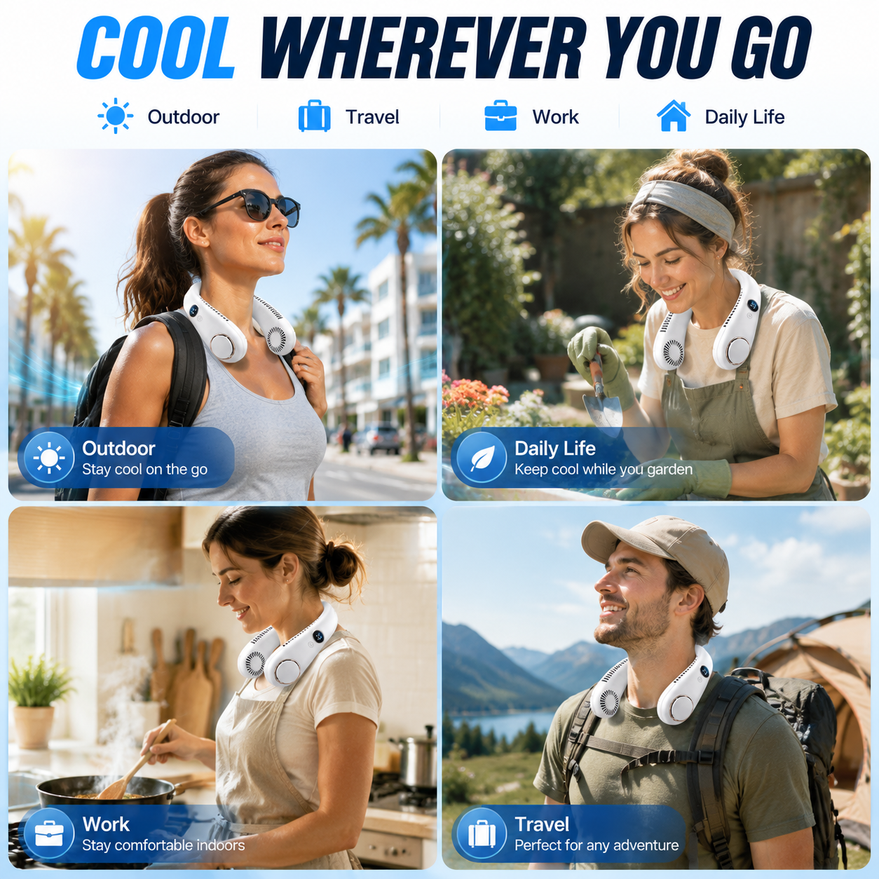 ❄️ Wearable Personal AC – The Hands-Free Cooling Neck Fan