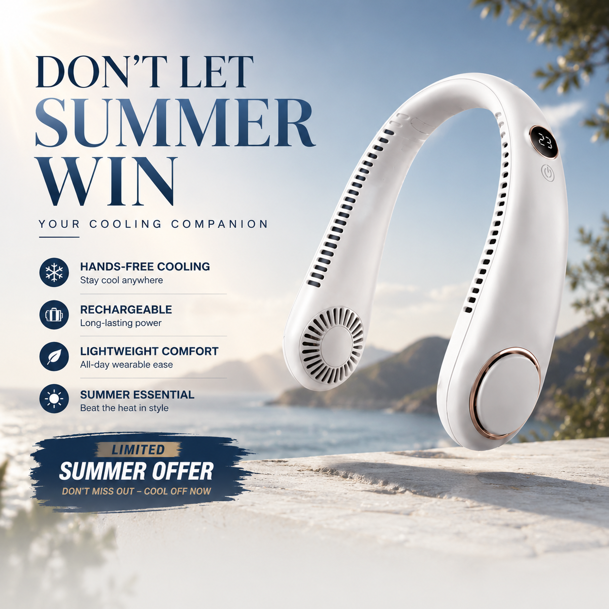 ❄️ Wearable Personal AC – The Hands-Free Cooling Neck Fan