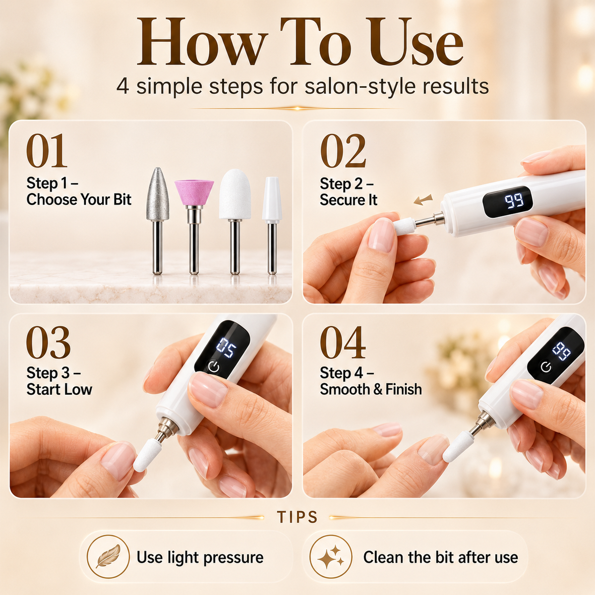 𝑺𝑪𝑵𝑫𝑹® Professional Electric Nail Drill Kit – Digital Speed Manicure & Pedicure System