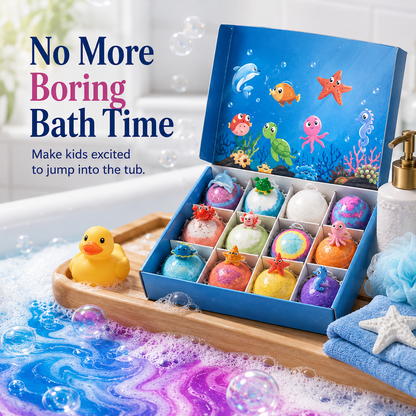 🎁 Receive a $19.99 coupon – 12 Pack Color Fizz Bath Balls with Ocean Toys Inside🐬